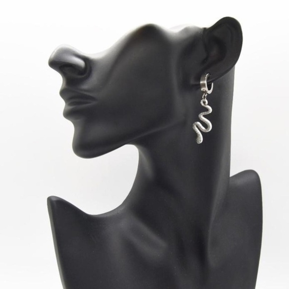 Silver Snake Hoop Earring - Picture 3 of 3